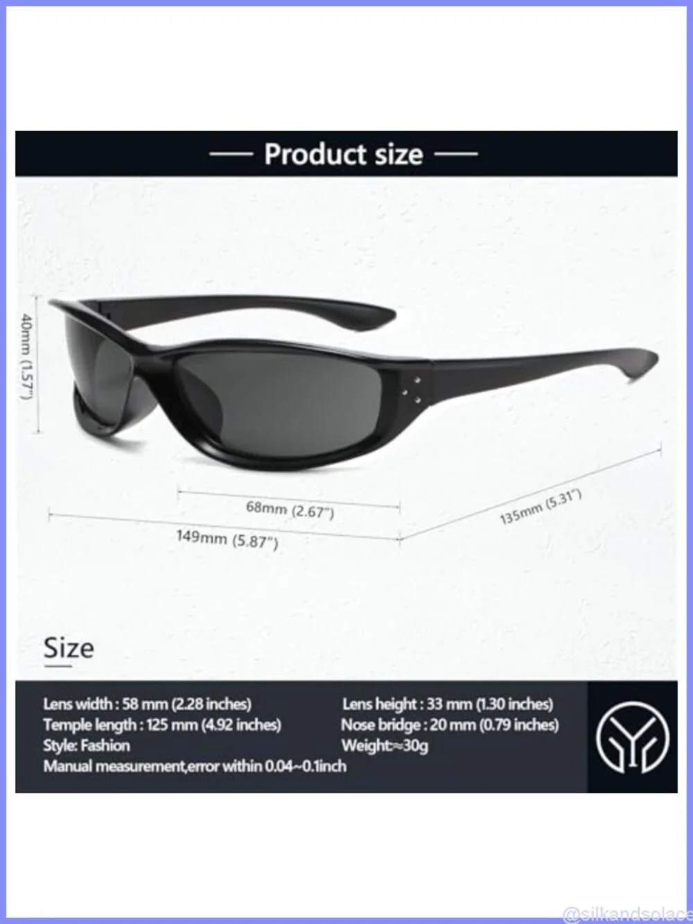 Y2K Wrap Around Sunglasses UV400 Oval Sport Shades 30g Lightweight